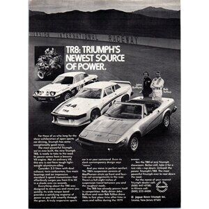 1980 Triumph TR8 Convertible Vintage Print Ad Riverside Speedway 80s Wall Art